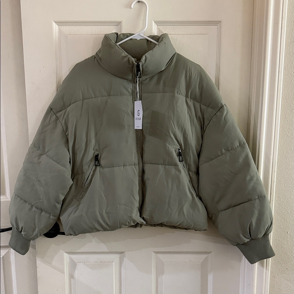 Women's Olive Puffer Jacket